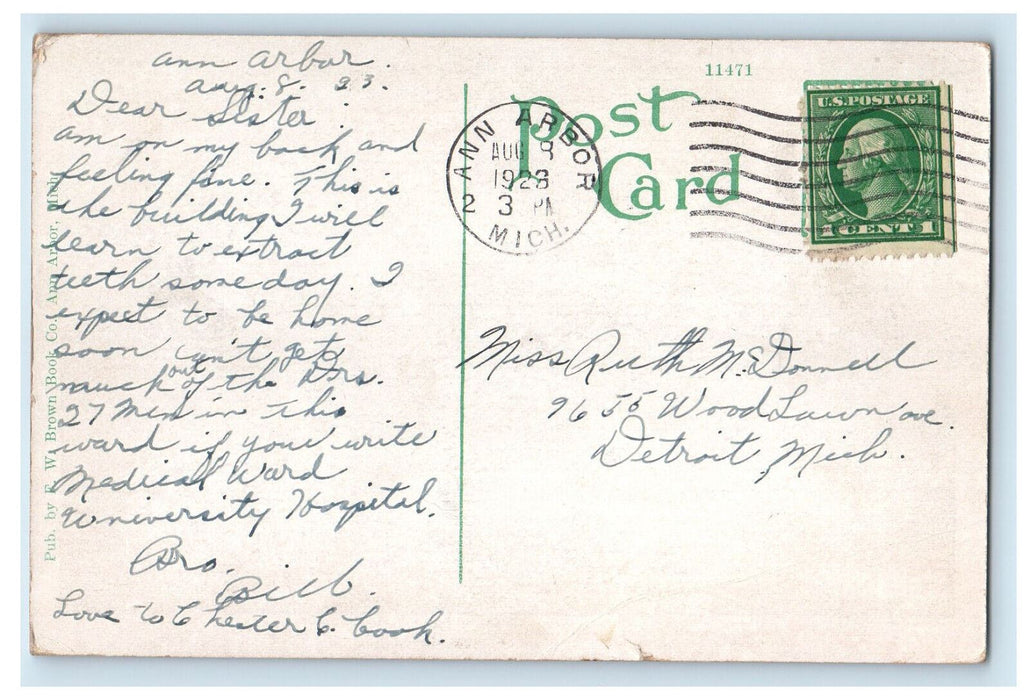 1923 Dental Building University of Michigan Ann Arbor Michigan MI Postcard