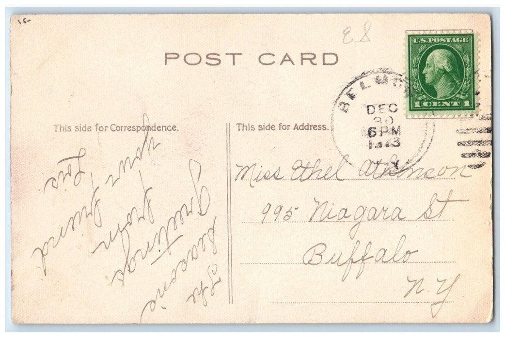 1913 Christmas And New Year Greetings Poem Santa Claus Wine Glass Postcard