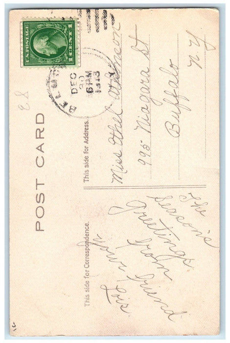 1913 Christmas And New Year Greetings Poem Santa Claus Wine Glass Postcard