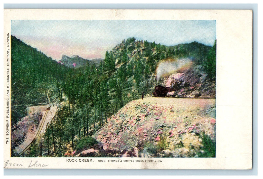 c1905 Train Locomotive, Railway, Rock Creek, Colo Springs Co Antique Postcard