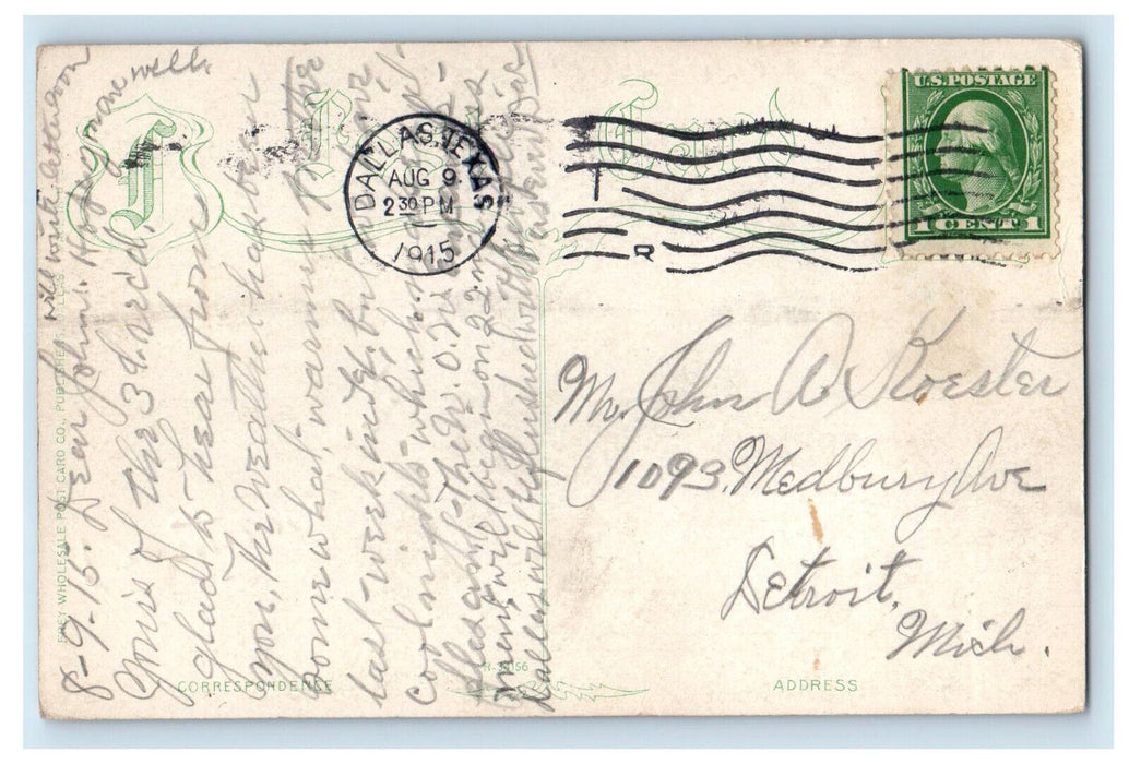 1915 Street Lights, Road Horse Carriage Dallas-Oak Cliff Viaduct Dallas Postcard
