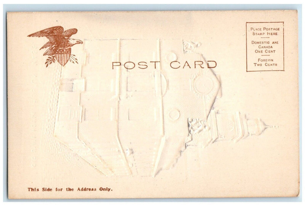c1905 Old State House Boston Massachusetts MA Embossed Airbrush Postcard