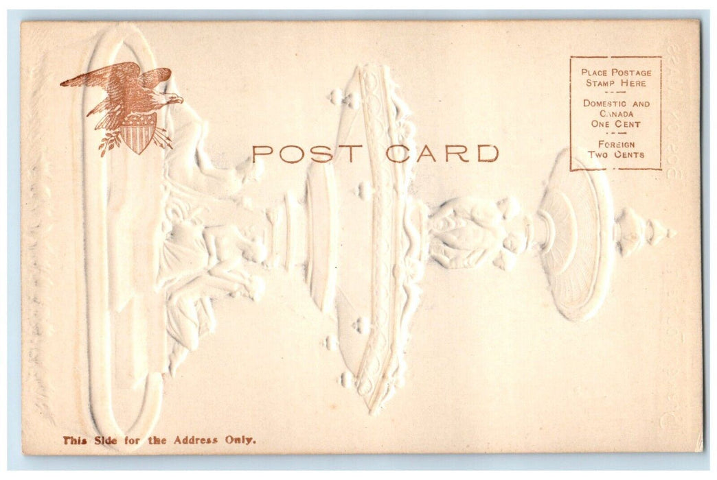 c1905 Brewer Fountain Boston Massachusetts MA Embossed Airbrush Postcard
