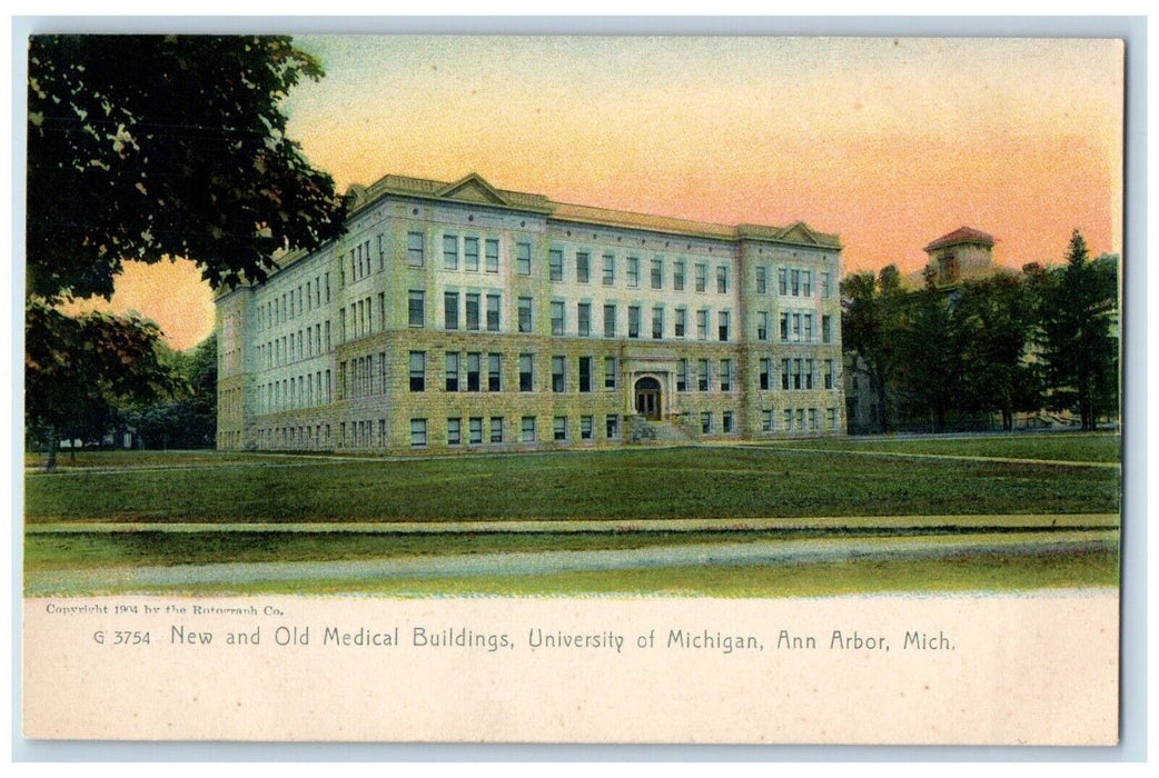 c1905 New and Old Medical Buildings University of Michigan MI Postcard