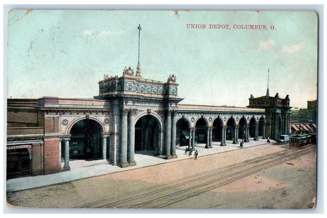 c1910 Front View of Union Depot Columbus Ohio OH Antique Posted Postcard