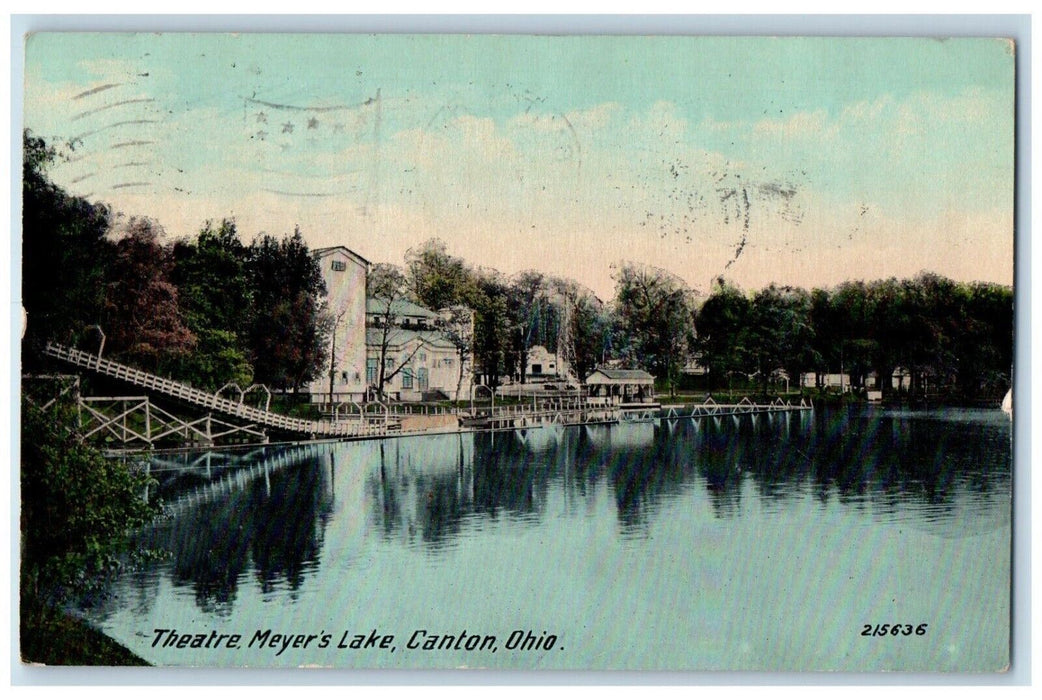 1912 Scene of River, Theatre Meyer's Lake Canton Ohio OH Posted Antique Postcard