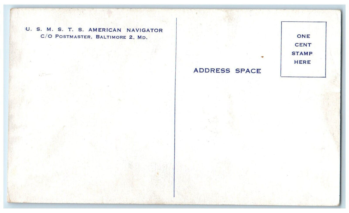 c1910's U. S. M. S. T. S. American Navigator Baltimore Maryland MD Postcard