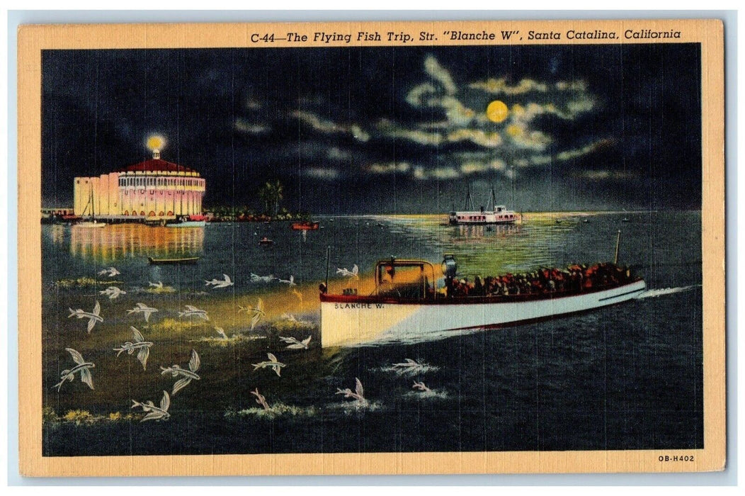 The Flying Fish Trip Str. Blanche W Santa Catalina CA, Moon View Postcard