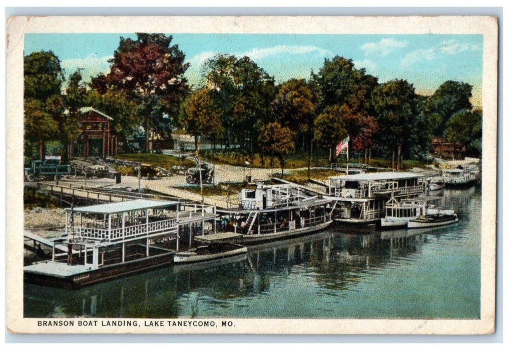 c1930's Branson Boat Landing Lake Taneycomo Missouri MO Vintage Postcard