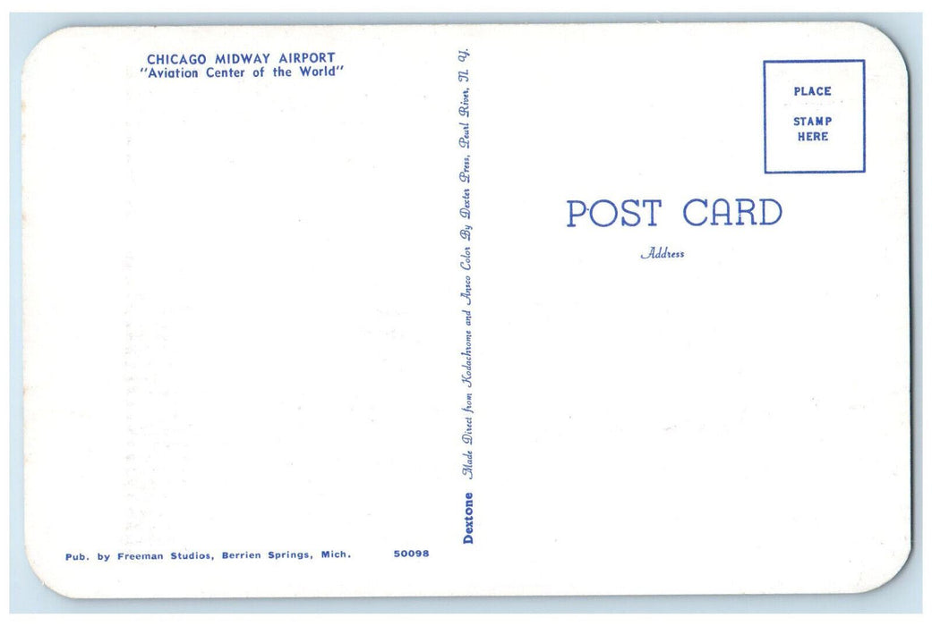 c1950's Airplane Scene, Chicago Midway Airport Chicago Illinois IL Postcard