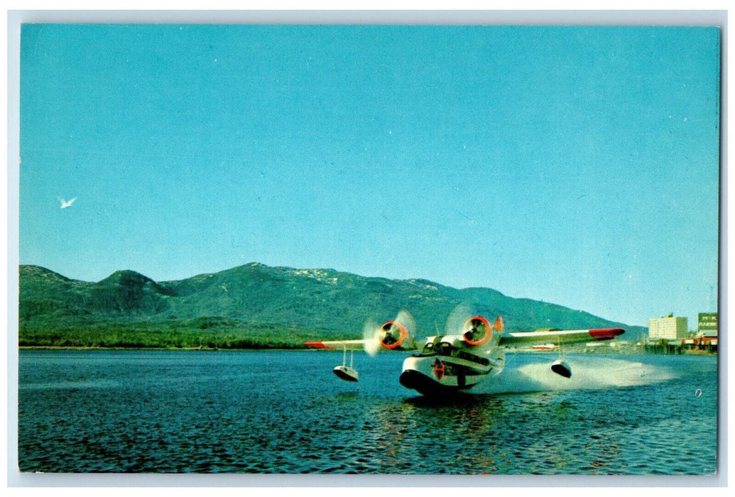 c1950's Alaska Coastal-Ellis Amphibian Airplane Going to Southeast AK Postcard