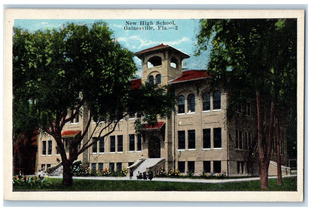c1920's Stairway Entrance to New High School Gainesville Florida FL Postcard