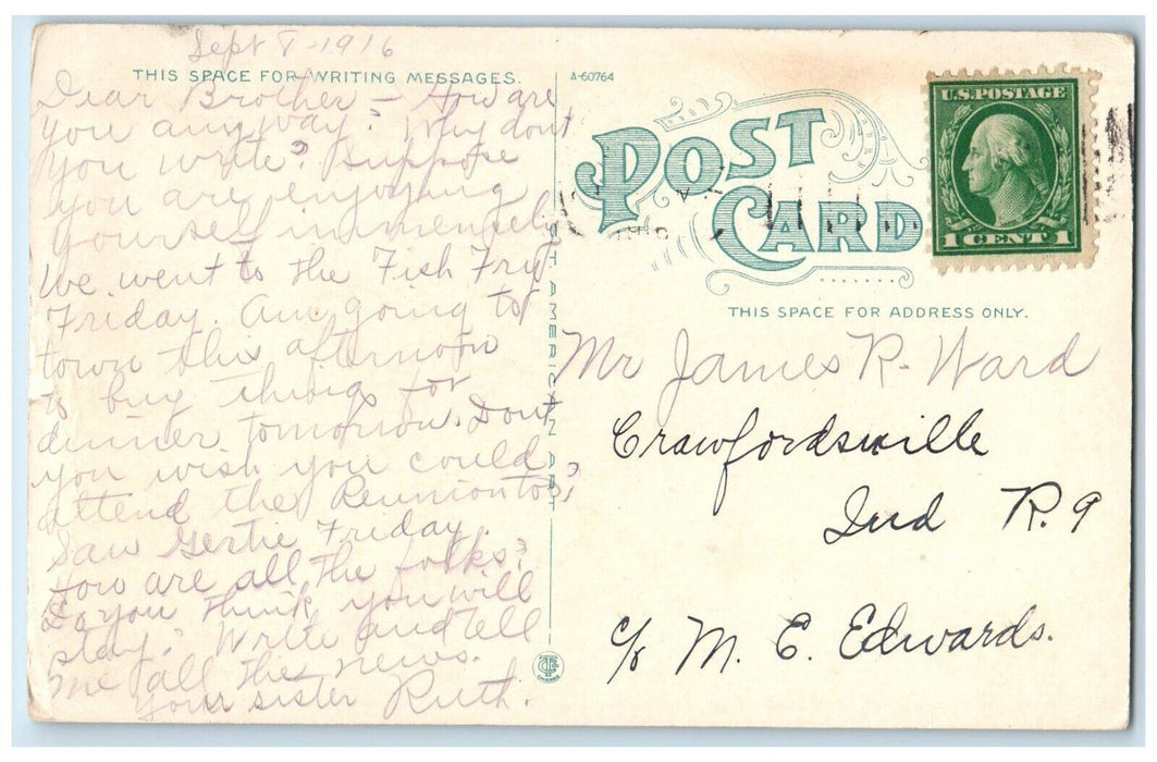 1916 Steamer Ship Peoria Illinois River Beardstown Illinois IL Antique Postcard