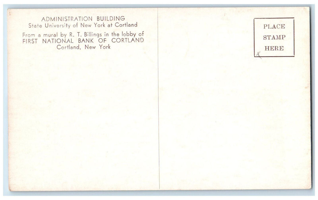 c1940's University of NY & First National Bank of Cortland NY Postcard
