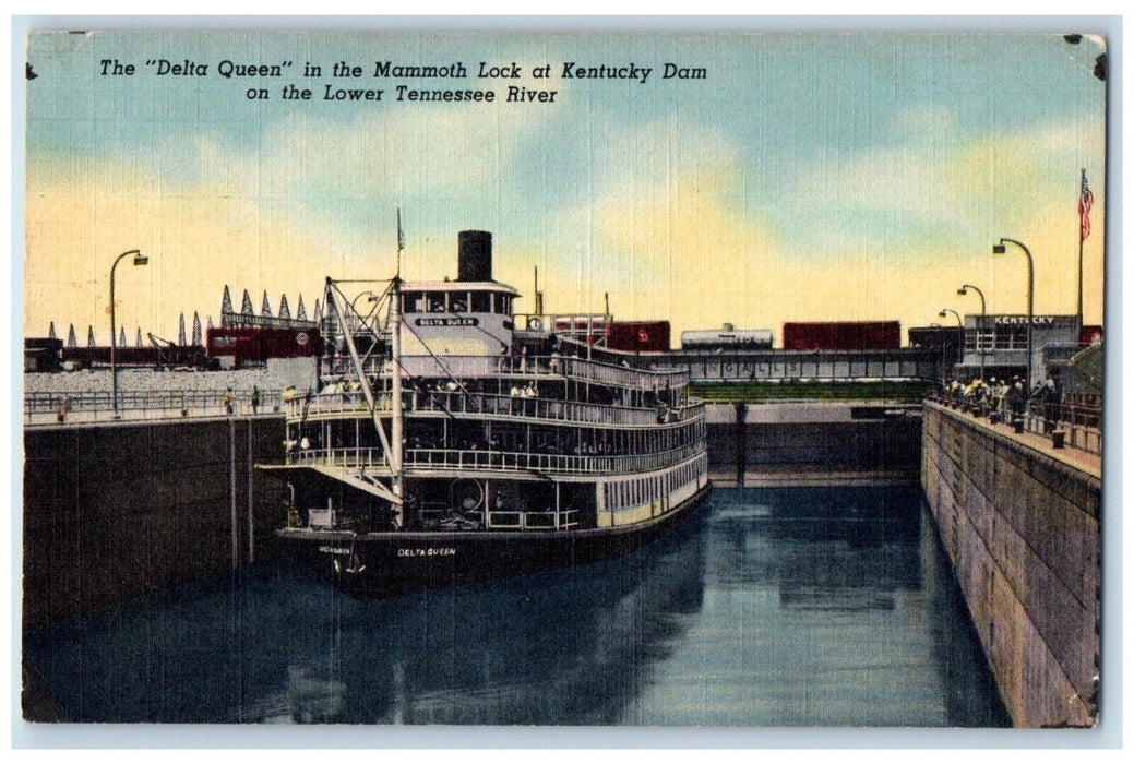 The Delta Queen Mammoth Lock Kentucky Dam Lower Tennessee River Steamer Postcard