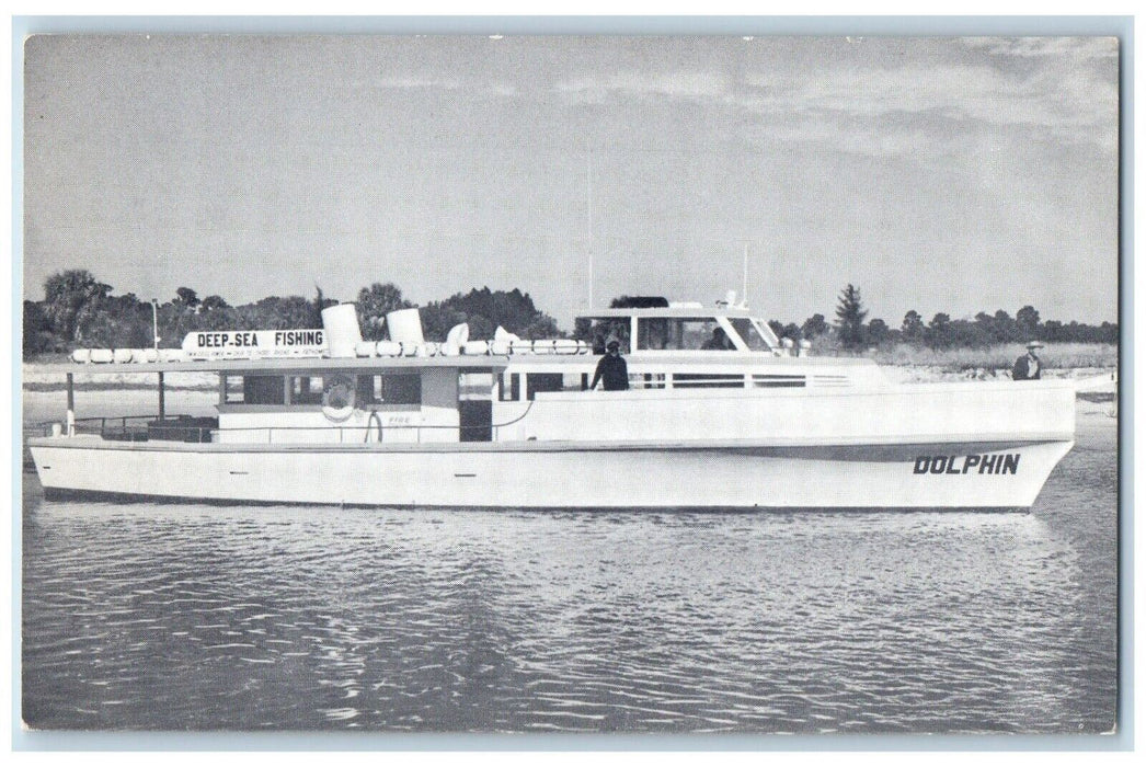 Dolphin Deep Sea Fishing Boat Advertising Tarpon Springs Florida FL Postcard