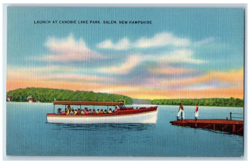 c1930's Lunch At Canobie Lake Park Salem New Hampshire NH, Boat Dock Postcard