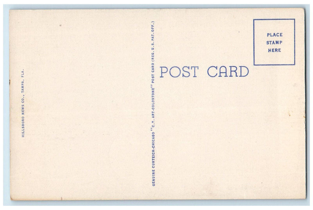 c1940's Football, Philips Field Stadium University of Tampa FL Postcard