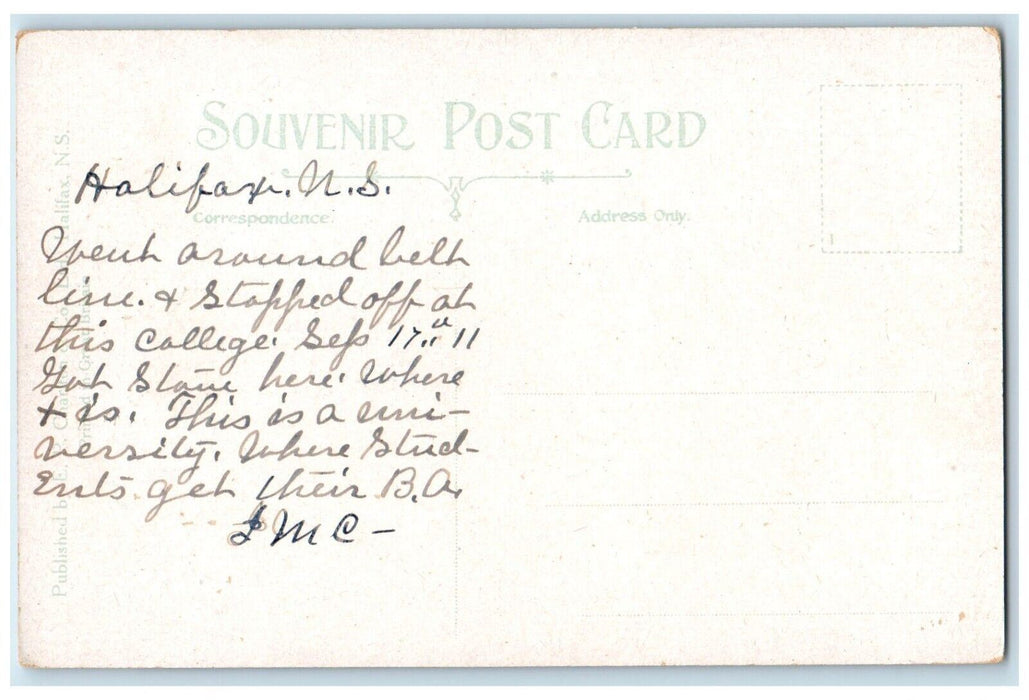 c1910's Dalhousie College Building Halifax Nova Scotia Canada Antique Postcard