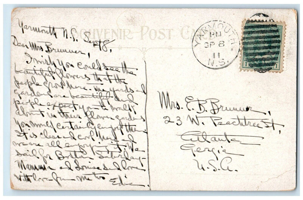 c1910's Residences On Porter Street Yarmouth Nova Scotia Canada Antique Postcard