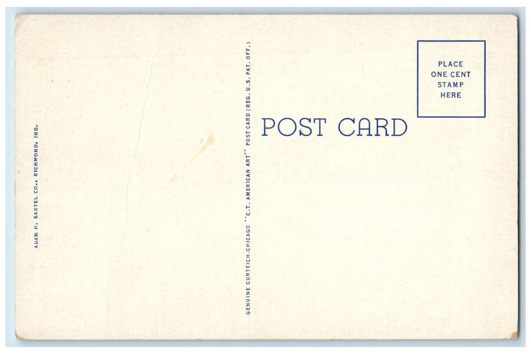 c1930's Entrance to Pennsylvania Station Richmond Indiana IN Postcard