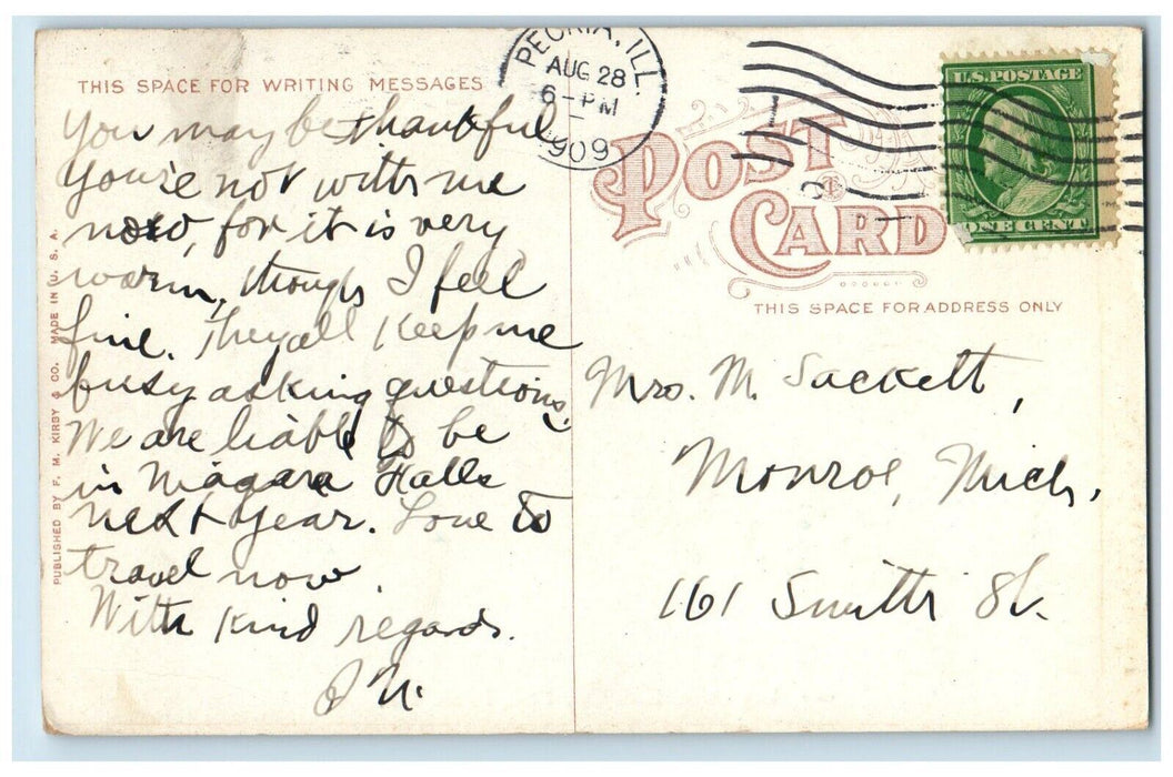 1909 View Of Log Cabin Glen Oak Park Peoria Illinois IL Posted Antique Postcard