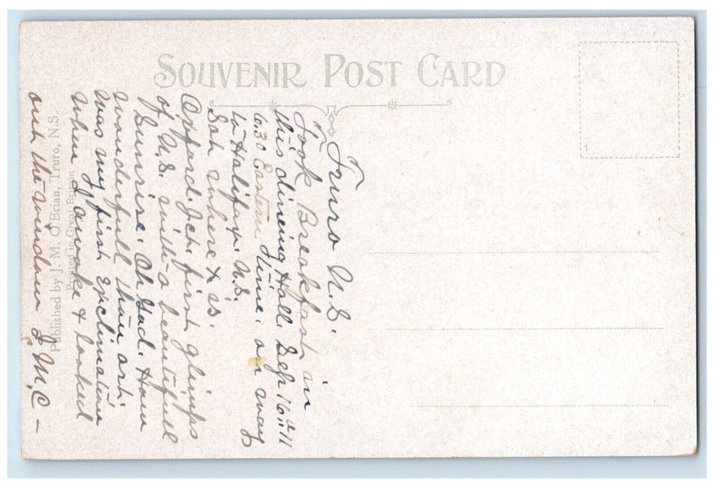 1911 I. C. R. Dining Hall Interior Truro Nova Scotia Canada Antique Postcard