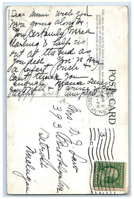1910 Anchor Line Twin Screw Steamship Caledonia Steamer Ship Antique Postcard