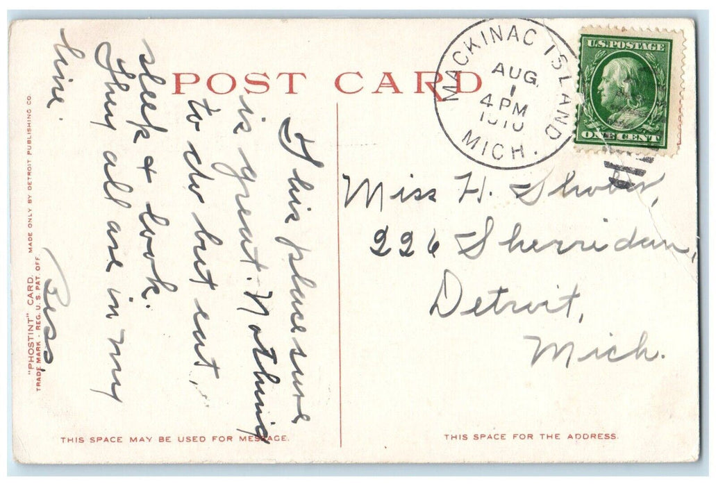 1910 New Mackinac And New Murray Hotels Mackinac Island MI Phostint Postcard