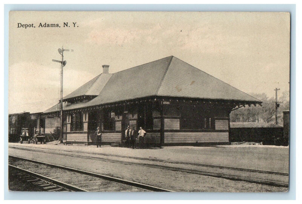 1919 Depot Station Train Railroad Adams New York NY Posted Antique Postcard