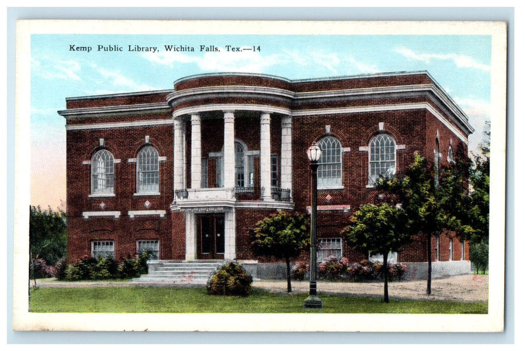 c1920's Kemp Public Library, Wichita Falls Texas TX Unposted Postcard