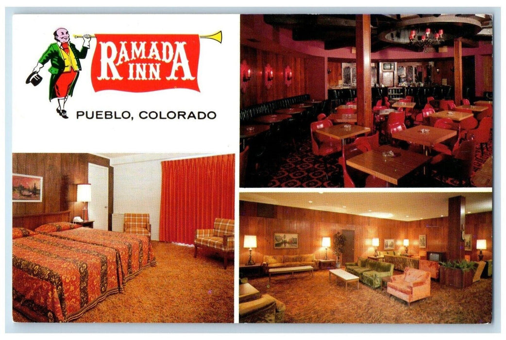 c1960's Ramada Inn Multiview romantic Center Old West Pueblo Colorado  Postcard