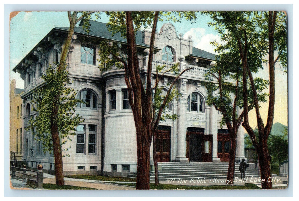 1908 The Public Library Salt Lake City Utah UT Posted Antique Postcard