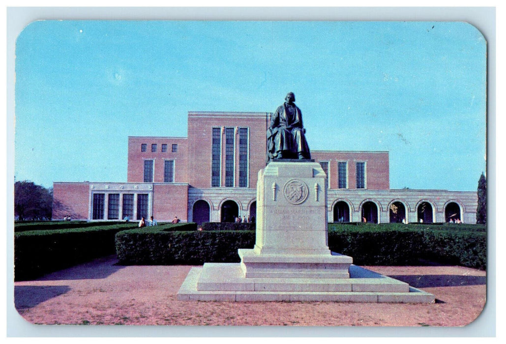 c1950's William Rice Statue, Rice Memorial Houston Texas TX Postcard