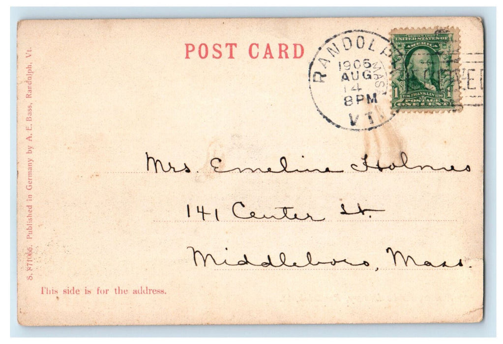 1906 Kimball Public Library Randolph Vermont VT Antique Posted Postcard