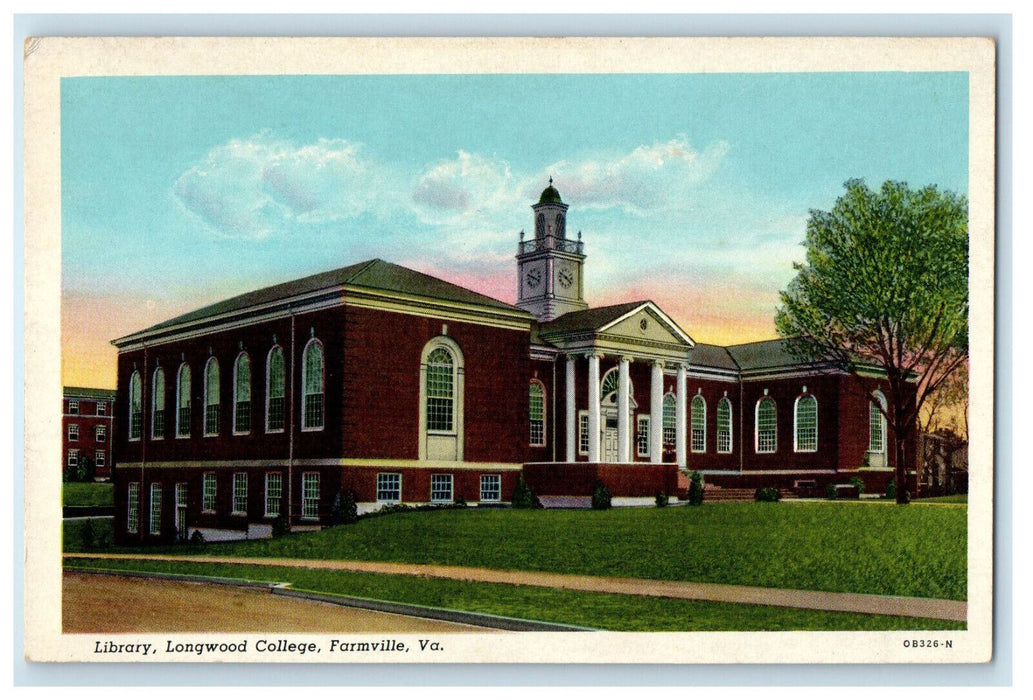 c1920's Library Longwood College Farmville Virginia VA Unposted Postcard