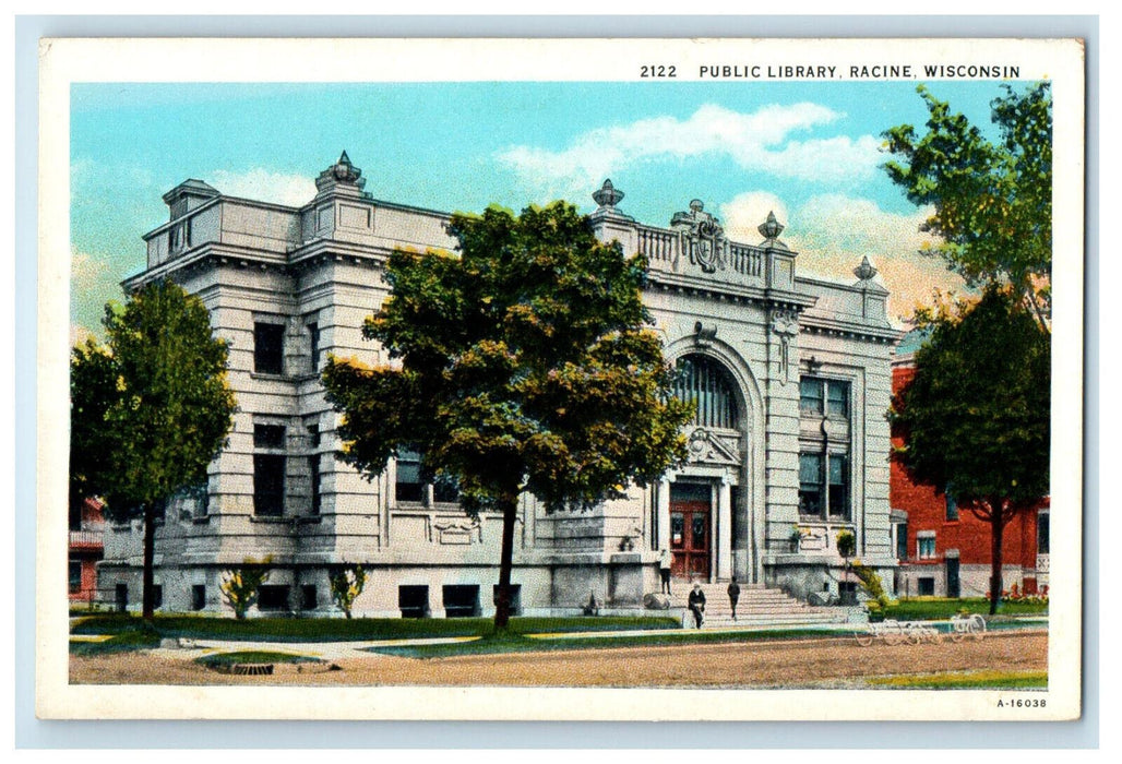 c1930's Public Library Racine Wisconsin WI Unposted Vintage Postcard