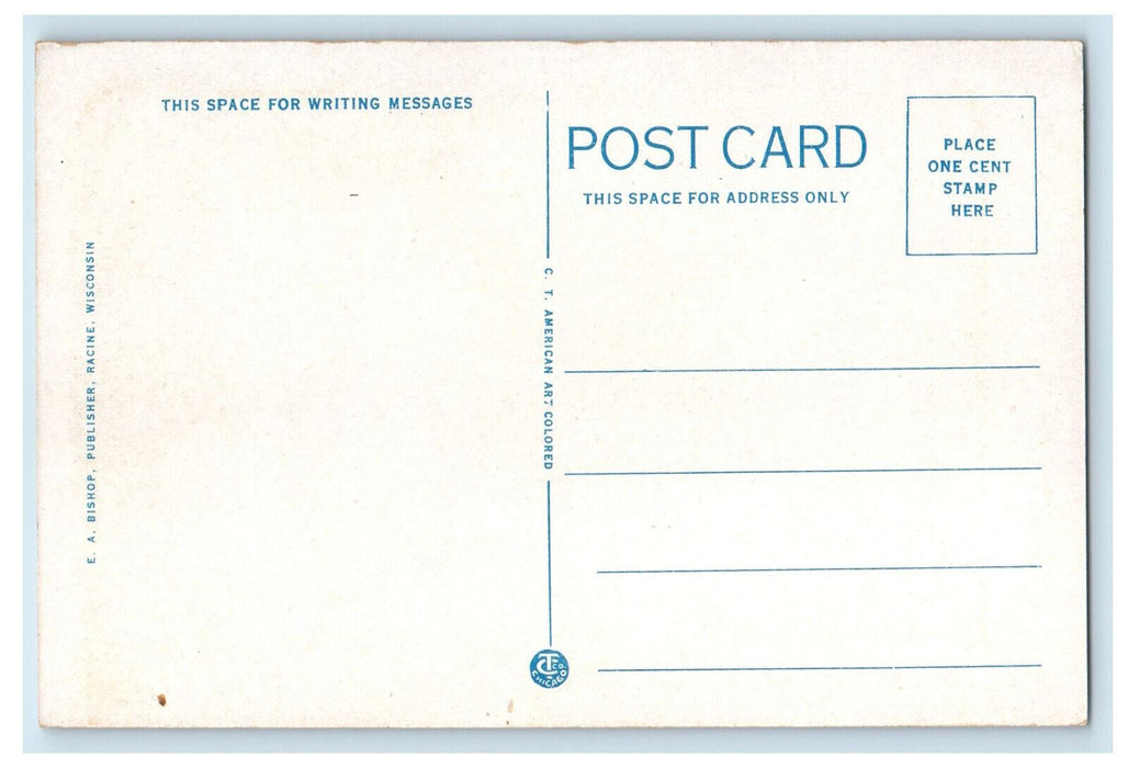 c1930's Public Library Racine Wisconsin WI Unposted Vintage Postcard