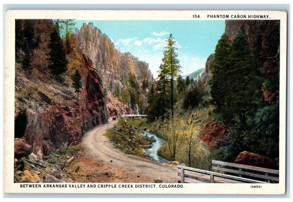 c1920's Phantom Canon Highway Arkansas Cripple Creek District Colorado Postcard
