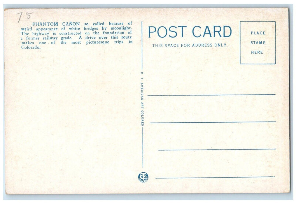 c1920's Phantom Canon Highway Arkansas Cripple Creek District Colorado Postcard