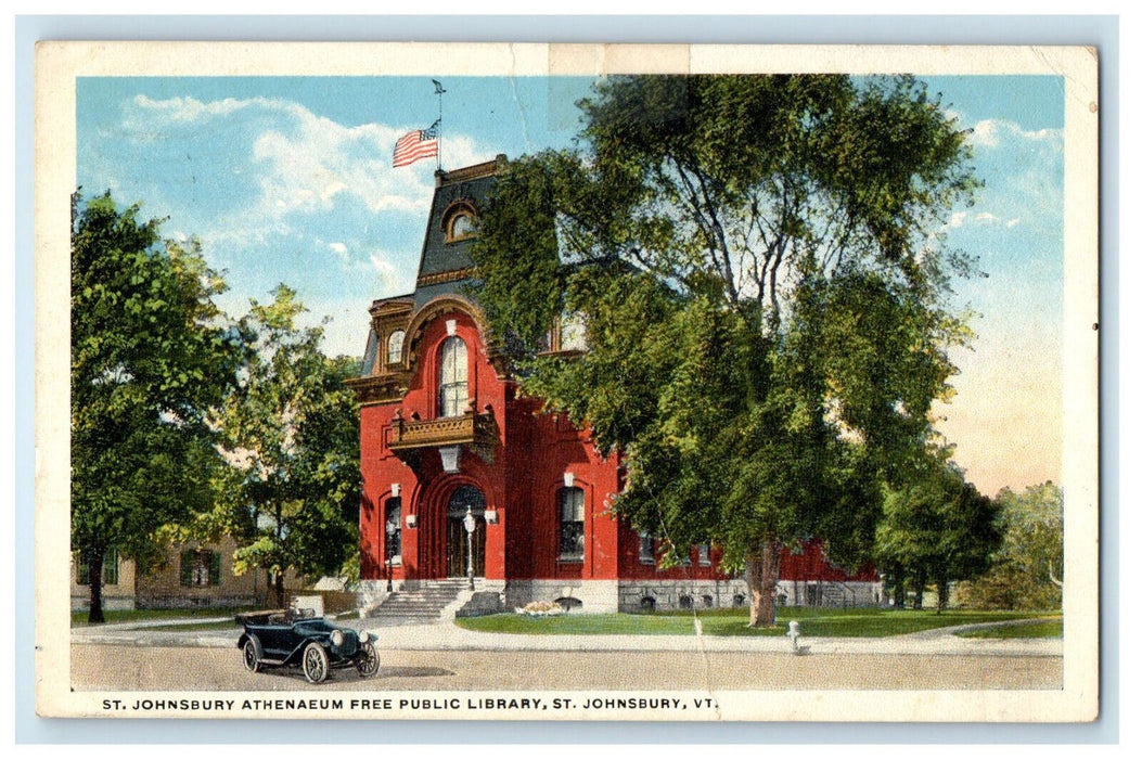1919 St. Johnsbury Athenaeum Free Public Library St. Johnsbury VT Postcard