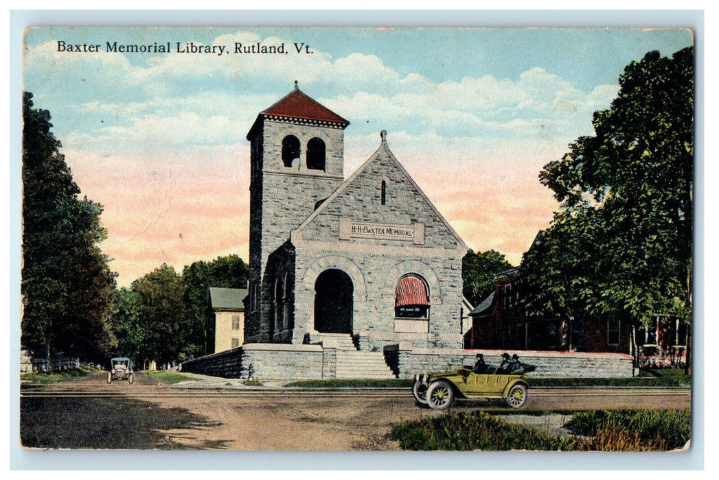 c1910's Baxter Memorial Library Rutland Vermont VT Posted Postcard