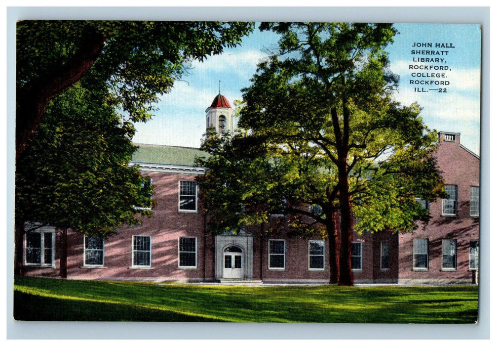 c1940s John Hall Sherratt Library Rockford College Rockford IL Unposted Postcard