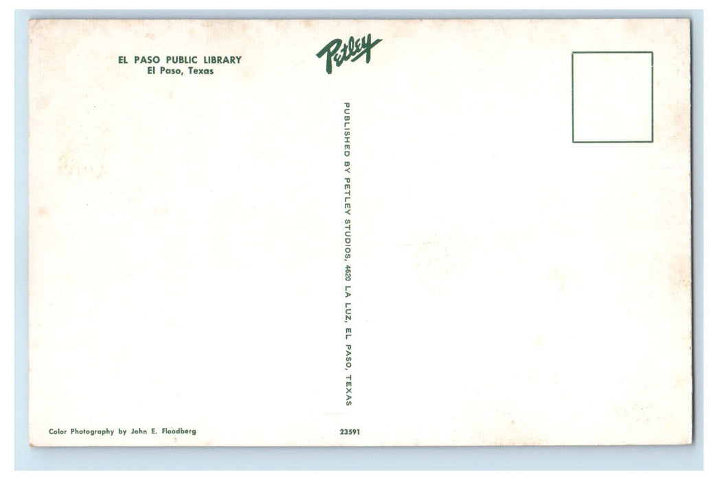 c1950's El Paso Public Library El Paso Texas TX Petley Unposted Postcard