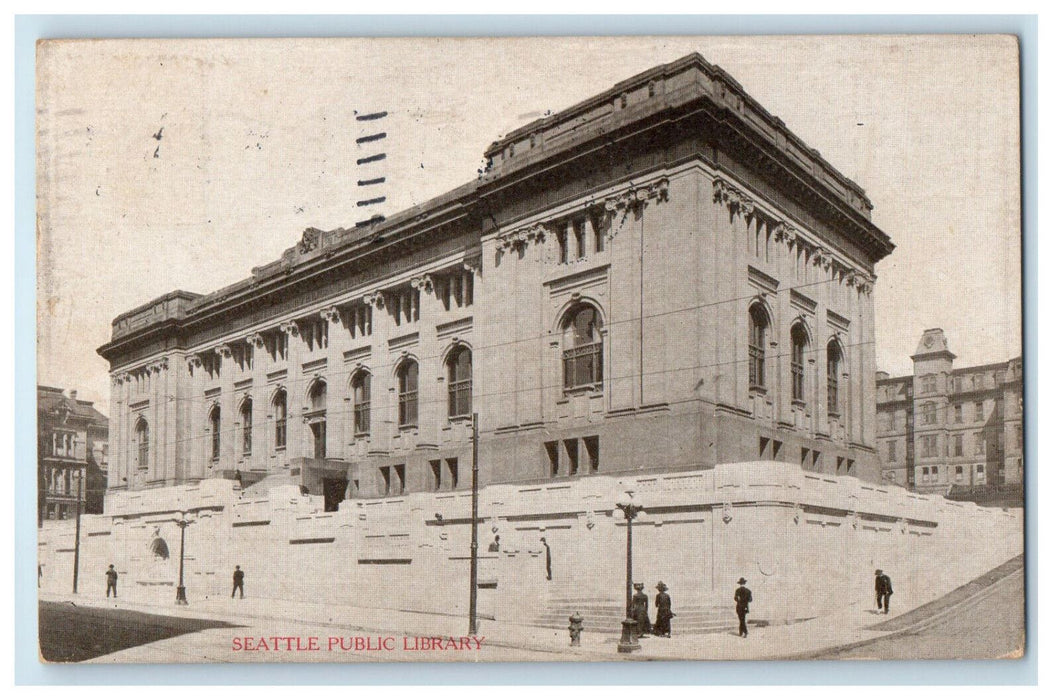 1910 Seattle Public Library, Fourth Ave and Madison, Seattle WA Postcard