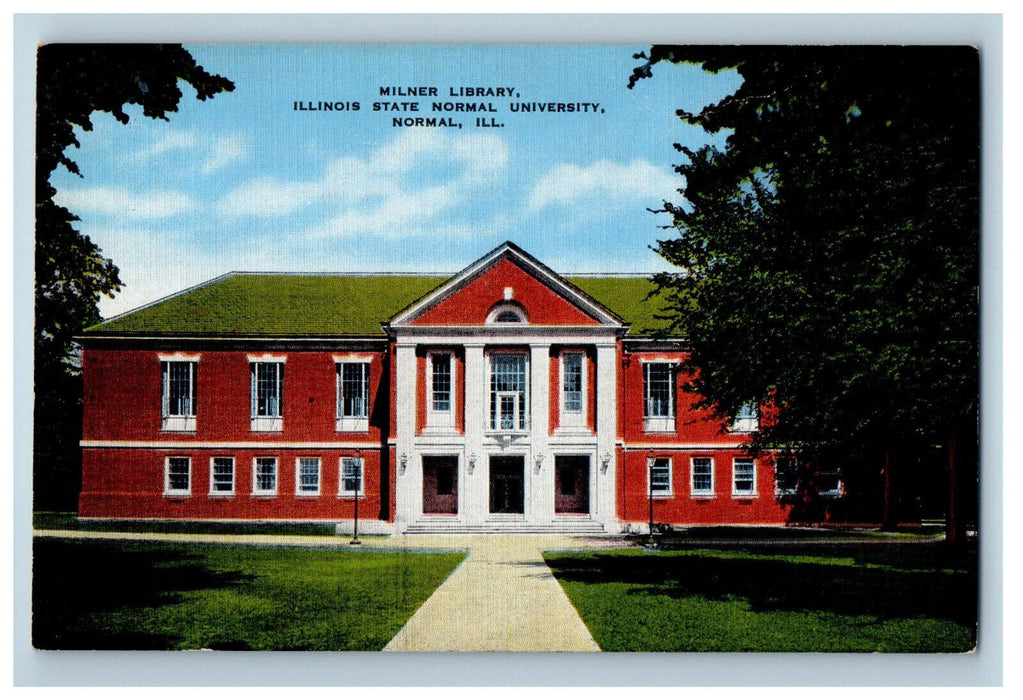 c1940's Milner Library Illinois State Normal University Normal IL Postcard