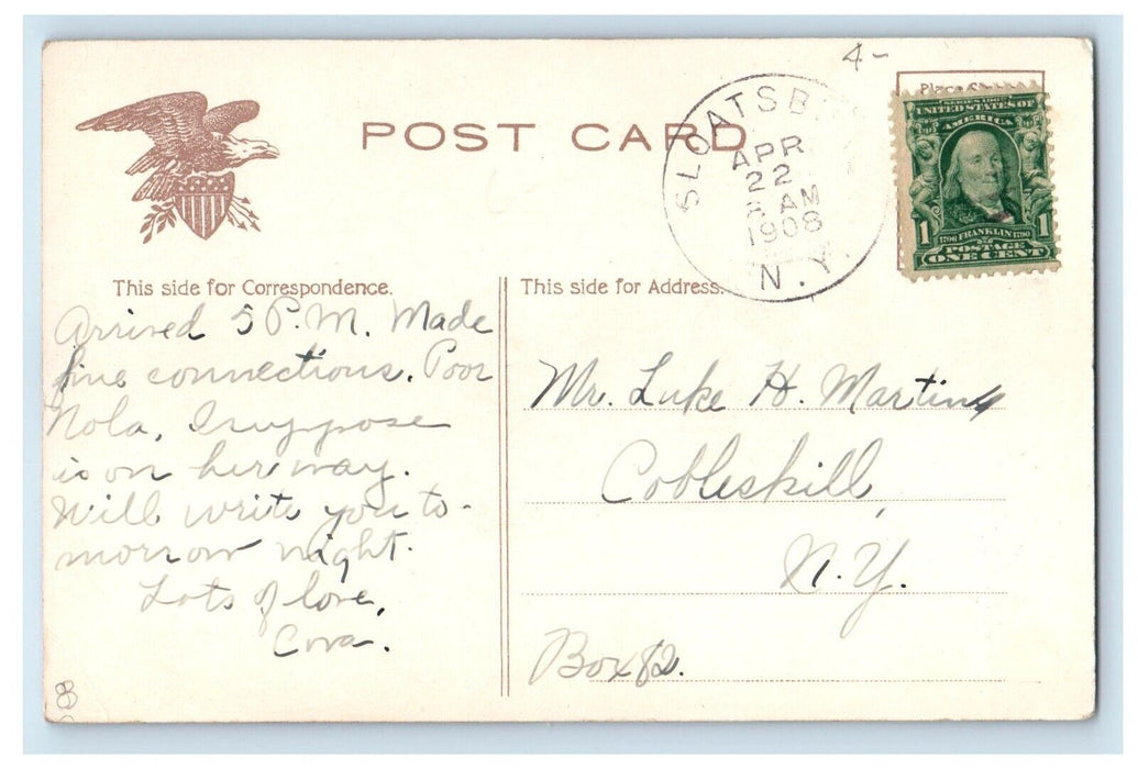 1908 34th Street L Station Depot Railroad Train Bath Beach New York NY Postcard