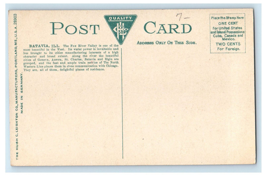 c1910 Car Passing Public Library Batavia Illinois IL Antique Postcard