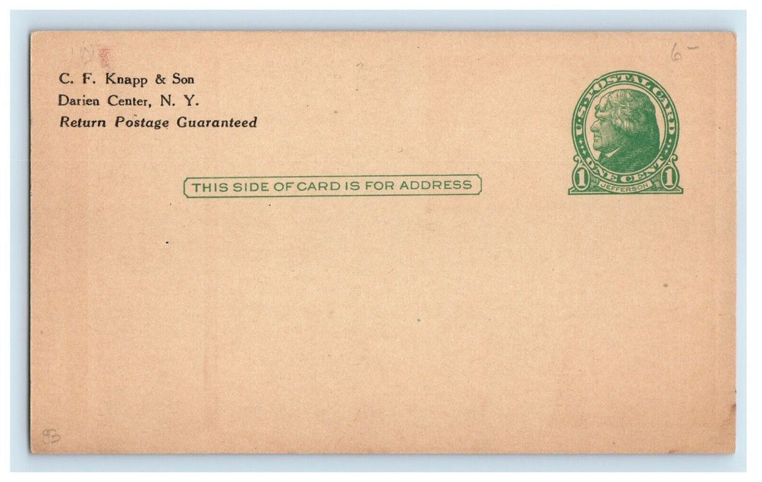 C.F. Knapp & Son Tires Advertising Darien Center New York NY Unposted Postcard