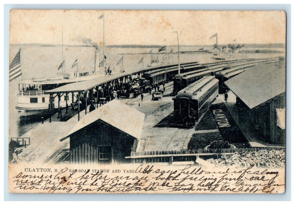 1906 Clayton New York NY, Railroad Station And Yard Antique Tuck's Postcard